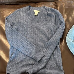 Tweeds denim blue double-ply women’s cashmere Sweater
